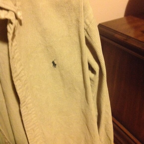 Polo Ralph Lauren Men's Large Beige Heavy Corduroy Long Sleeve Shirt - Picture 4 of 4